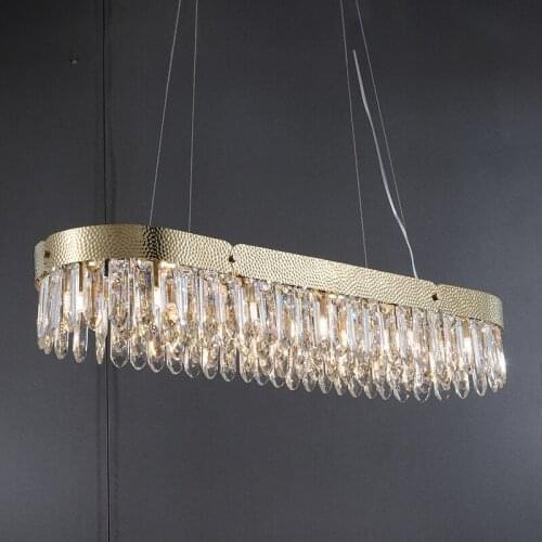 New restaurant crystal living room chandelier stainless steel luxury villa European rectangular island decorative lamps