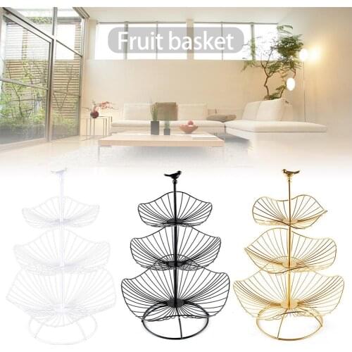 Exquisite Fruit Vegetable Basket Countertop Fruit Basket Bowl Storage Three-layer Fruit Basket Tray For Living Room
