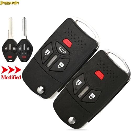 Jingyuqin Remote Flip Key Shell Fob Modified For Mitsubishi Galant Eclipse Lancer 3/4 Buttons Folding Key Fob Case