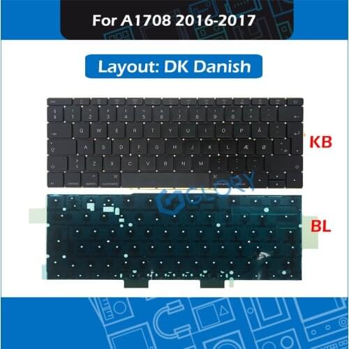 New A1708 Keyboard DK Danish Layout For Macbook Pro Retina 13" Late 2016 Mid 2017 Denmark keyboard with Backlight