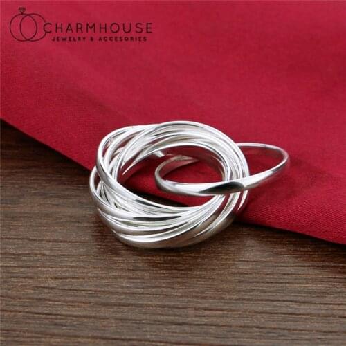 Pure Silver Finger Rings For Women Nine Loops Ring Anillo Bague Femme Trendy Jewelry Accessories Bijoux Party Gifts