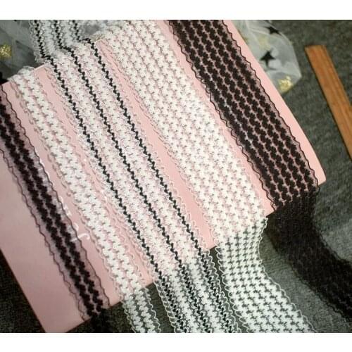 2Meters Pleated stretch elastic Lace Trim band Lace Fabric Doll Dress Sewing Accessories sleeves Garments Decor Black White DIY