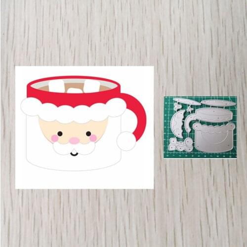 Santa Claus Teacup Frames Metal Embossing And Cutting Dies For Diy Card Making