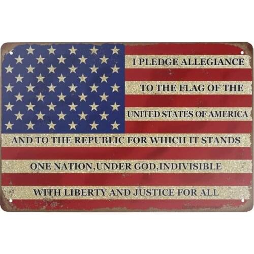 Angeloken Retro Metal Sign Vintage I Pledge Allegiance to The Flag of The United States of America Sign for Plaque Poster Cafe