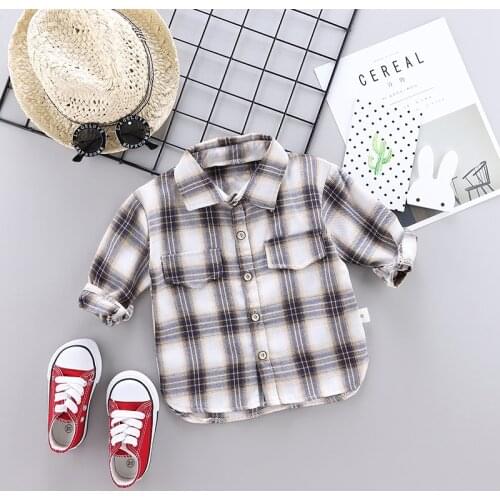 Kids Plaid Shirts Trendy Hot Sale Children Kid Boys Girls Long Sleeve Buttons Pocket Tops Shirt Turn Down Collar Casual Blouses