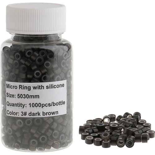 Set Of 1000 Pieces Beads Silicone Aluminium Micro Rings, 5*3*3mm Lined For Hair Extensions Tool Beads Accessories