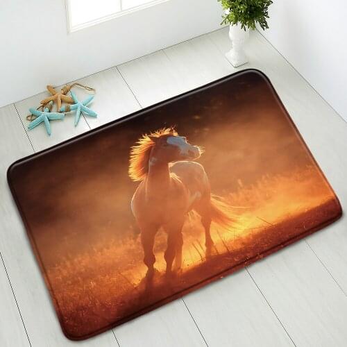 Animals Non-Slip Bathroom Mat Running Horse Highland Cattle Elephant Tiger Giraffe Indoor Absorbent Carpet Washable Floor Mats