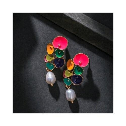 New Desgin S925 Needle Earrings Flower Jewelry Color Plant Drop Earrings Fashion Ladies Freshwater Pearl Earring 2021 Wholesale