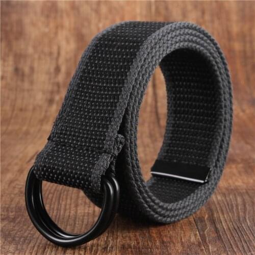 Mens and Womens Youth in Spring Autumn Canvas Double Ring Buckle Simple Versatile Jeans Student Trend Belt