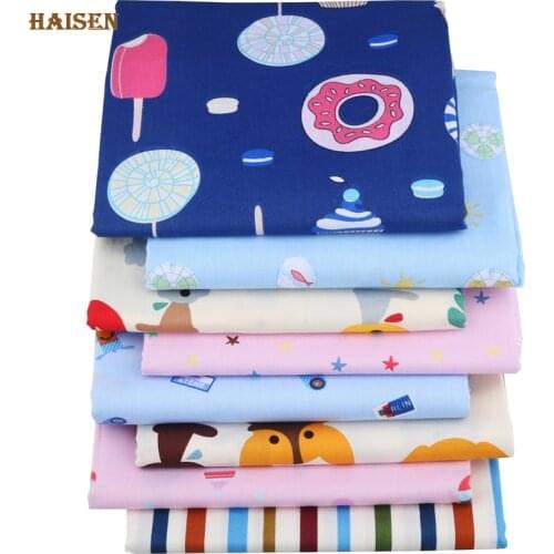 Haisen,8pcs/lot,Cartoon Printed Twill Cotton Fabric,Patchwork Cloth,DIY Baby&Child Sewing Quilting Fat Quarters Material 50*40cm