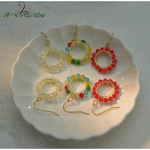 Nextvance Earrings 2021 Trend 14k Gold Round Shape Fuchsia Earrings anime Earring For Women Ethnic Jewelry Girlfriend Gift