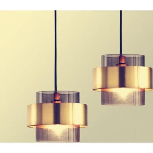 Nordic Modern Minimalist creativity Glass Pendant Lamp gold wrought iron glass shade Pendant Light for Living Room Bedroom