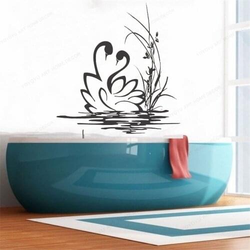 Swans Bathroom Vinyl wall Sticker Bathroom Wall DecalHome Decor Removable Art mural HJ1224
