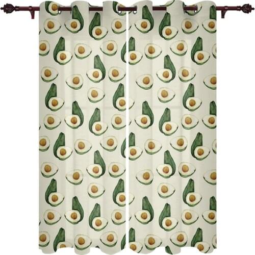 Plant Green Fruit Avocado Window Curtains for Living Room Kitchen Curtain with Valance Kids Room Home Decor