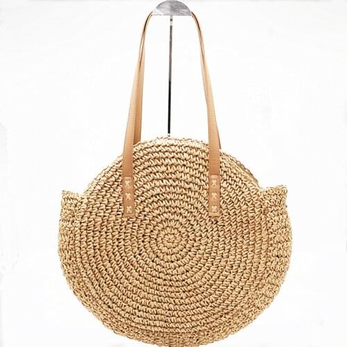 2018 new Tote Knit Bags for Women Straw Beach Bag Summer Round Straw Shoulder Bag Bohemian Woman big Crossbody Handbag Women