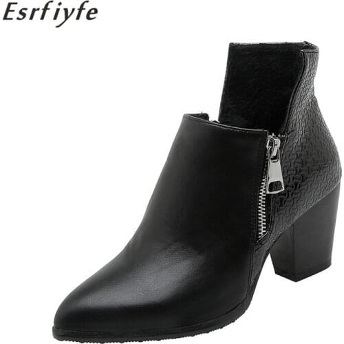 ESRFIYFE 2020 New Autumn Winter Fashion Cowgirl Boots Microfiber Western Cowboy Ankle Boots Wedges Pointed Toe Black Shoes Woman