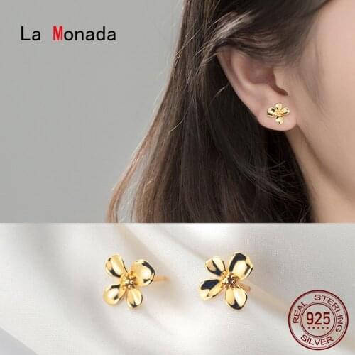 La Monada Flower Earings Studs 925 Sterling Silver Fine Jewelry Minimalist Stud Earrings For Women Silver 925 Korean