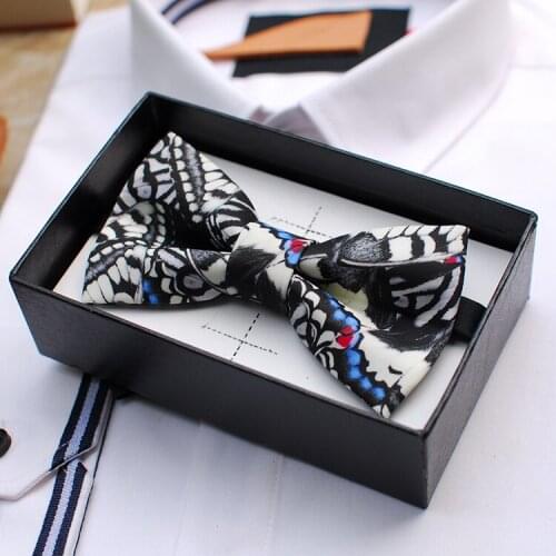 As a gift fashion handmade Retro butterfly design Creative black bow tie/ party wedding box packing 1pc