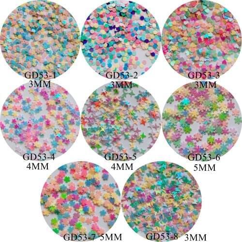 100g/bag Mix Candy-color Nail Art Glitter pieces Square circle heart butterfly star shape Glitter decoration