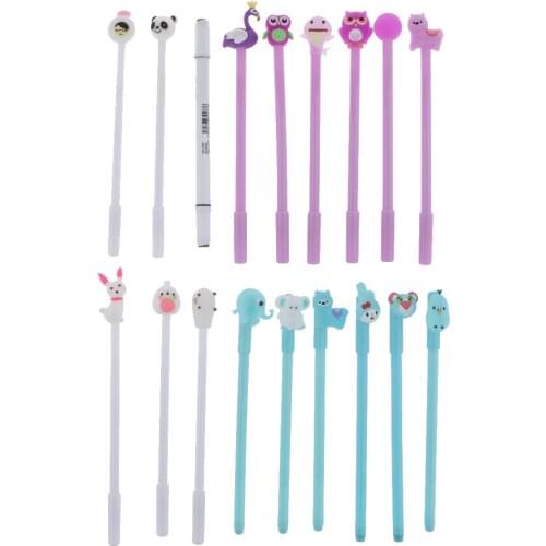20pcs Cartoon Animal Pens Novelty Ballpoint Pens 0.5mm Roller Ball Black Ink