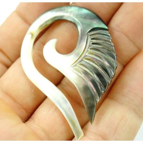 3pc Natural Sea SHELL hand-carved wing Pendant Jewelry making necklace for Women Vintage Jewelry Friendship Gifts F5