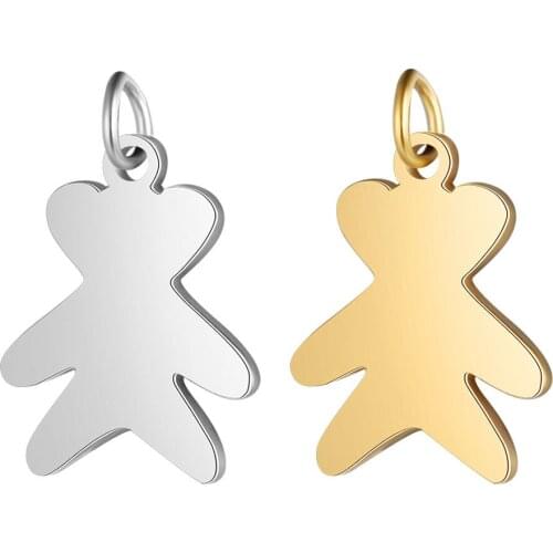 5pcs/lot 12.5*20mm Stainless Steel Cute Bear Pendant Bracelet Charms DIY Crafting Jewelry Making Handicraft Accessories