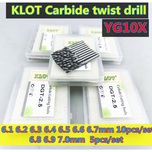 6.1 6.2 6.3 6.4 6.5 6.6 6.7 6.8 6.9 7.0mm 10pcs/set KLOT HRC45 Solid carbide twist drill Processing alloy steel copper aluminum