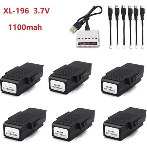 6-in-1) 3.7V 1100mAh Lipo Battery Charger Sets For SG900 F196 X196 X192 RC Helicopter Quadcopter Spare Parts 3.7v Drone Battery