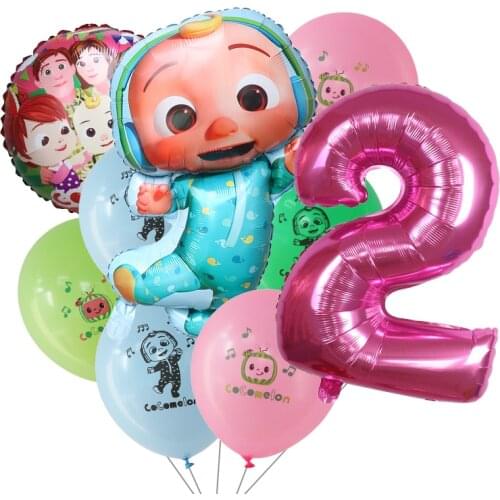 9pcs Cocomelon Balloons Pink Blue Number Balloons JOJO Family Happy Birthday Digital Globos Party Decor Show Photo Props Gifts