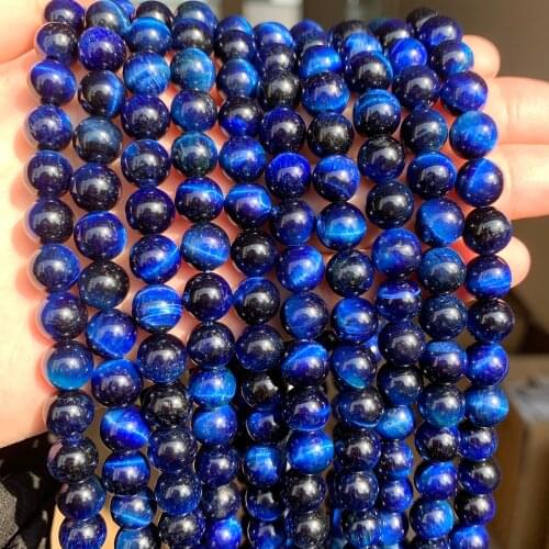 A++ 4/6/8/10/12mm Natural Blue Tiger Eye Stone Beads Round For Jewellery Making Bracelet Necklace 15 inch Pick Size