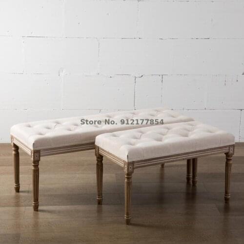 American dressing stool solid wood stool retro European dressing table stool chair nail makeup stool bed end stool bedroom stool