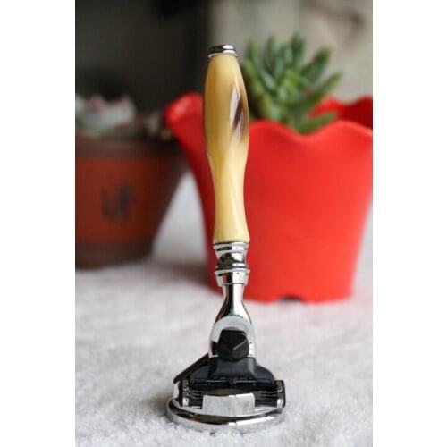 Frank Shaving-3 Layers Blade Shaving Razor, Faux Horn Handle+FREE RAZOR STAND(#43 HOLDER ) #MA-03FH