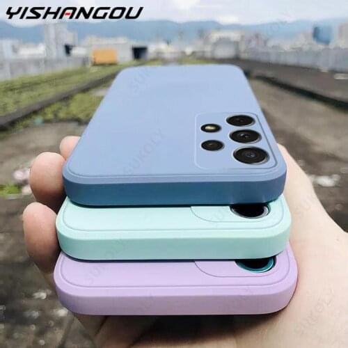 Square Liquid Silicone Case For Samsung Galaxy A52 A72 A71 A51 S20 FE S21 Ultra S10 Plus A42 A31 A42 A32 Slim Matte Soft Cover