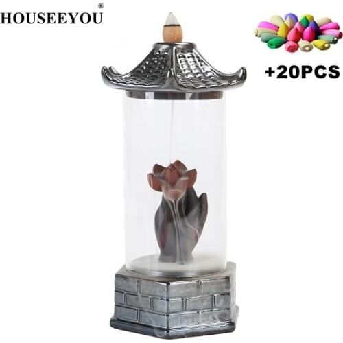 Pavilion Incense Burner Holder Backflow Waterfall Aromatherapy Ornament Antique Reflux Home Decor