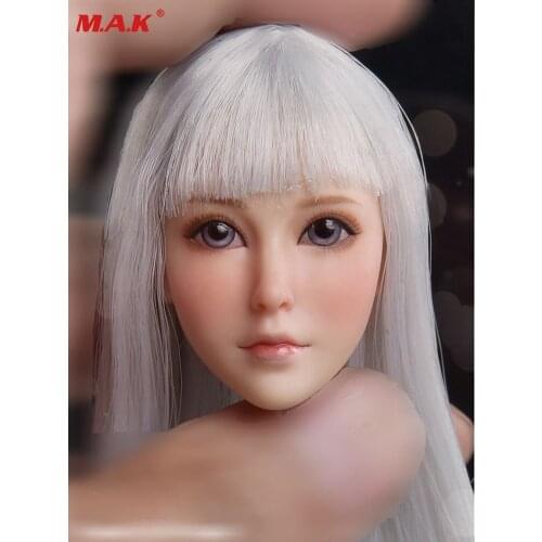FG071A 1/6 Female Head Sculpt Silver Hair Purple Eyes Girl Fit 12" Inch Women Action Figure Body In Stock