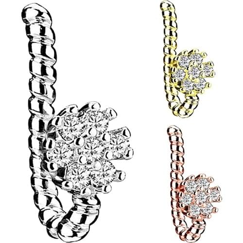 Crystal Fake Nose Rings 18 G Hoop Stainless Steel Non-Pierced No Piercing