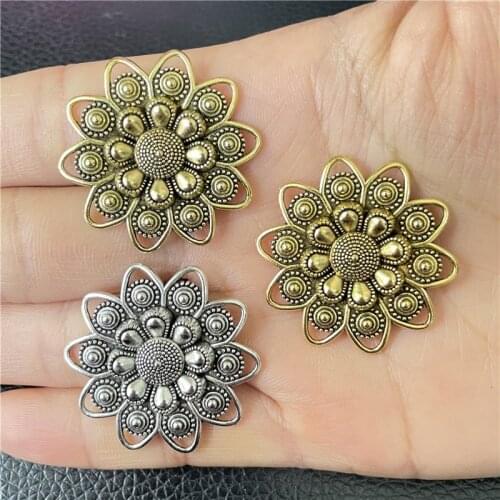 JunKang 10pcs 30mm flower zinc alloy connector pendant jewelry beads DIY handmade bracelet necklace