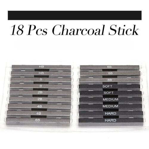 18 Pcs Premium Compressed Charcoal Sticks Graphite Bars 8B 6B 4B 2B B HB Soft Medium Hard Pencils for Drawing Sketching Shading