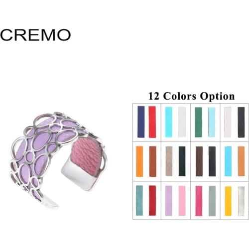 Cremo Rings Argent Resizable Finger Rings For Women Bijoux homme Stainless Steel Rings Reversible Leather Bague Femme