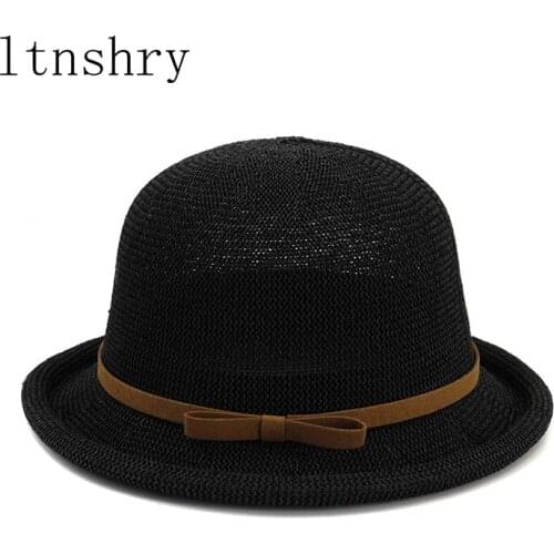 2019 Summer Sun Hat Women New Small Round Top Crimped Basin Hats Female Outdoor Breathable Sunscreen Cap Fashion Sun Shade Caps