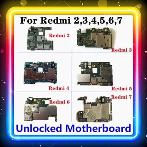 For Xiaomi Hongmi Redmi 2,3,4,5,6,7 Motherboard With Chips Updated Android MIUI System 8G/16G/32G/64G Replaced Clean Main Board