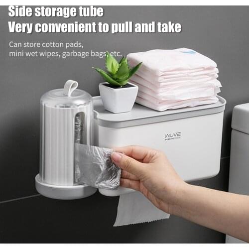 Multifunctional Tissue Box Washing Towel Shelf Plastic Bathroom Toilet Paper Storage Box