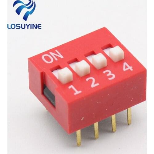 10Pcs Slide Type Switch Module 2.54mm 4-Bit 4 Position Way DIP Red Pitch