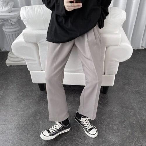 Men Straight Sport Pants Summer Autumn And Loose Versatile Casual Streetwear Black Gray Pure Color College Panty 2021