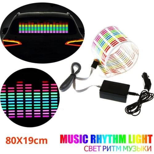 80X19cm Car Music Rhythm Light Flash Car Sticker Music Rhythm LED Sheet Light Lamp Sound Music Activated Equalizer