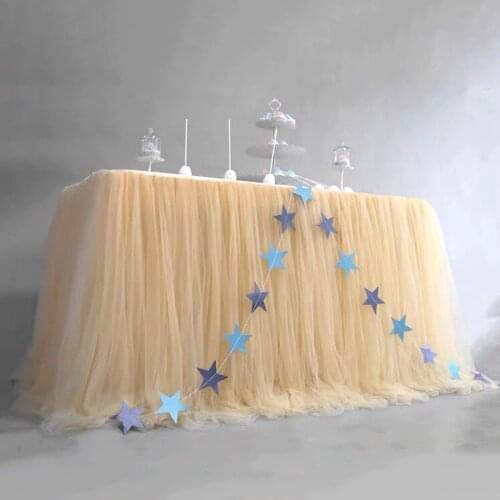 Birthday Party Table Skirt Tutu Tulle Tableware Cloth Halloween Christmas Birthday Party Table Decoration Soft Home Textile