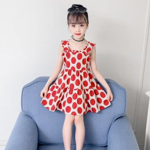 Dress for Girls Cotton Dot Girls Summer Dress Casual Style Dress Girls Summer Teen Kids Girls Clothes 4 5 6 7 8 9 10 11 12 Years