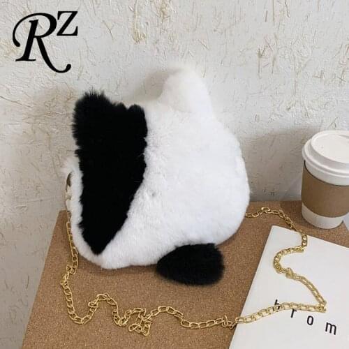 Plush women shoulder Bag NEW winter bags for women 2020 cute women bag chain shoulder bags Color contrast crossbody bag