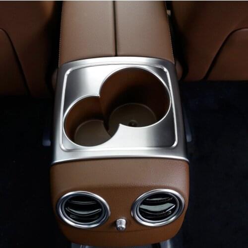 Car-Styling Interior Armrest Box Rear Water Cup Holder Cover Trim frame strip Sequins for Mercedes Benz E Class W213 2016-2018