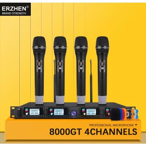 Best Professional wireless microphone system for church UHF4 channel handheld lapel condenser headset singer mic studio 8000 mic